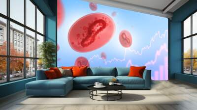 Global Pandemic Monkeypox. Increase in number patients with fever. Virus outbreak in different countries.  3d image Wall mural