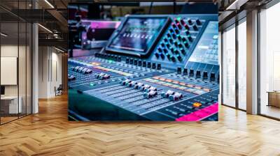 Remote sound engineer. Organization of the show. Concert organization. Concert equipment. Sound control panel. Wall mural