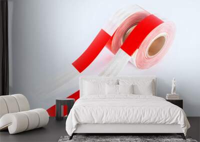 Two rolls of tape with a reflective effect. Adhesive tape with a light reflector. Signal tape. Wall mural