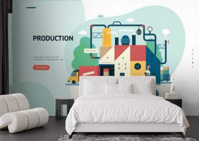 business series, color 1 - factory production -modern flat vector illustration concept of industrial Wall mural