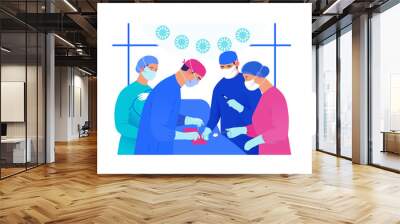 Medical insurance - surgery and surgical procedures -modern flat vector concept digital illustration - surgeons and operation nurses on surgical operation in operating room, team of doctors concept Wall mural