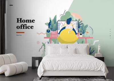 technology 1 -home office - modern flat vector concept digital illustration home office metaphor, a  Wall mural