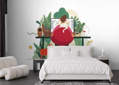 technology 2 -home office - modern flat vector concept digital illustration home office metaphor, a  Wall mural