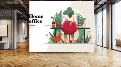 technology 2 -home office - modern flat vector concept digital illustration home office metaphor, a  Wall mural