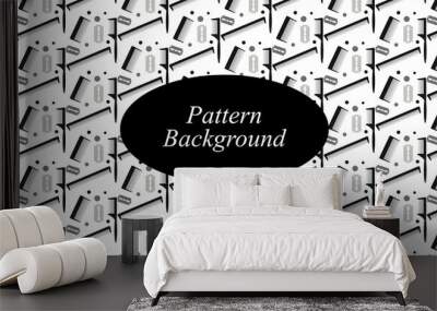 Popular design pattern ornament. Barbershop tools doodles pattern isolated on white background. Christmas pattern background, Public area icon collection Wall mural