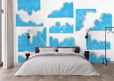 set of popular blue water pool isolated on white background Wall mural