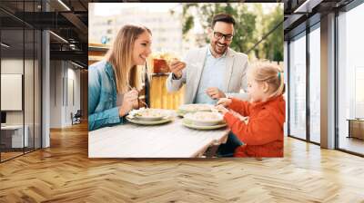 Family enjoying pasta Wall mural