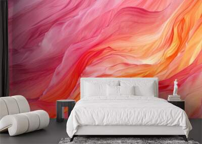 closeup of vibrant pink and orange abstract painting Wall mural