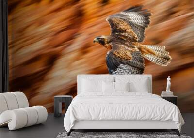 Hawk Diving Through Canyon with Intense Focus Wall mural