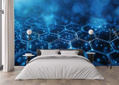 a blue white hexagonal high tech network abstract background Wall mural