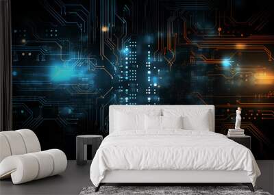 Abstract futuristic circuit internet technology board business dark background Wall mural