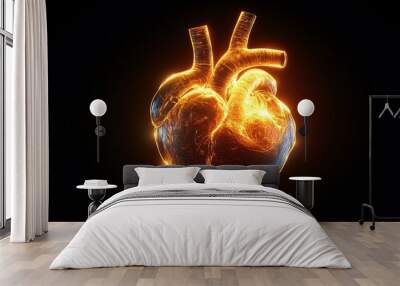 Healthy heart in X-ray view, featuring a glowing and bright internal appearance. Wall mural