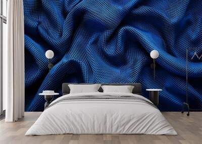 High-resolution image revealing the texture of blue sports jersey fabric, great for creative compositions Wall mural