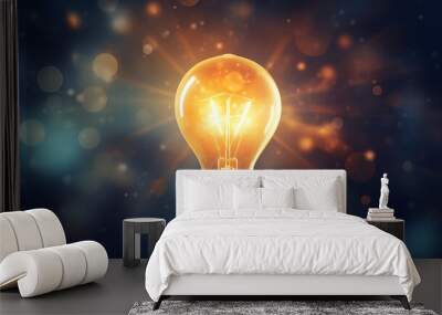 light bulb turns on partially bright idea on business success banner concept background Wall mural