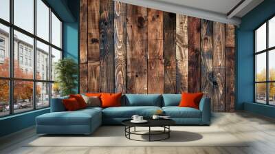 Seamless brown wood texture with acoustic panel details, perfect for a wide panoramic background banner. Wall mural