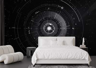 Techno circle, black background Wall mural