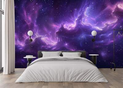 Whimsical purple stars design with nebula-like swirls, great for children's books, fantasy novels, or astronomy-related content. Wall mural