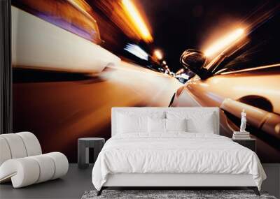 Car on the road with motion blur background. Wall mural