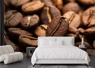 Coffee beans close-up background. Fresh roasted Wall mural