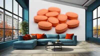 Pharmacy theme. Isolated Pills on white. Wall mural