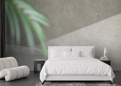 A gray-toned tile background with various props with sunlight coming through the window. Wall mural