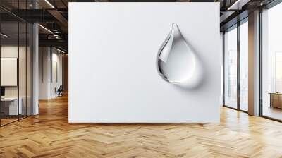 Minimalist Water Droplet on White Surface Wall mural