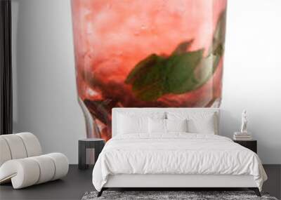 Mojito cocktail strawberry on white background Wall mural