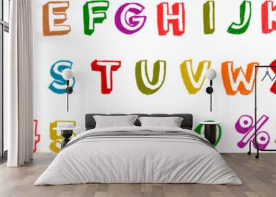 Alphabet and Numbers Colorful 3D Crayon Drawing Set Wall mural