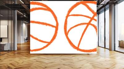 Basketball Chalk Crayon Drawing Icon Set Wall mural