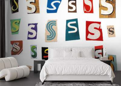 Letter S, Retro Magazine Newspaper Cutout Letter Wall mural