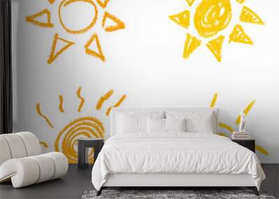 Sun Crayon Drawing Wall mural