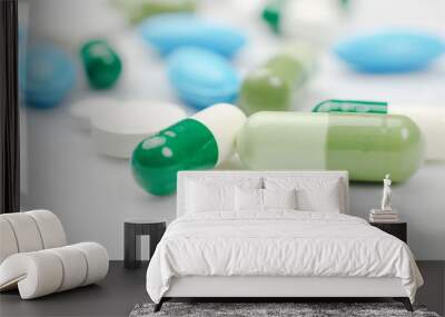 Blue and green pills Wall mural