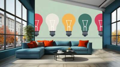 Colorful light bulbs Wall mural