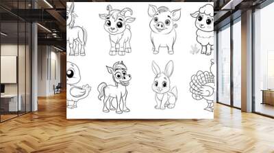 farm animals coloring pages Wall mural