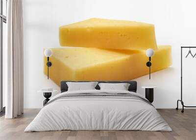 Emmental cheese, Swiss cheese, isolated on white background. High resolution image. Wall mural