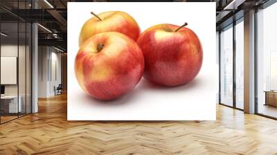 Fresh juicy apples, sweet and crunchy, ripe fruits, close-up, isolated on white background Wall mural