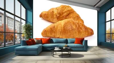 Freshly baked croissant, isolated on white background Wall mural