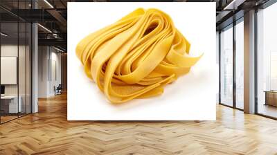 Italian Tagliatelle pasta, close-up, isolated on white background Wall mural