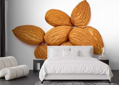 Organic almond nuts, isolated on white background. High resolution image. Wall mural