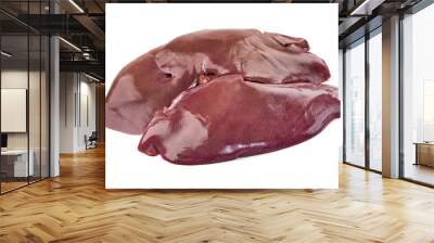 Raw pork liver, isolated on white background. Wall mural