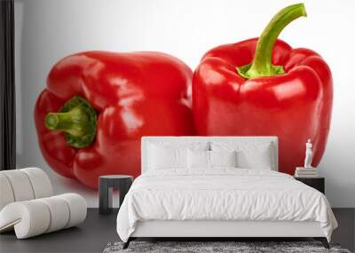 Red ripe bell peppers, isolated on white background Wall mural