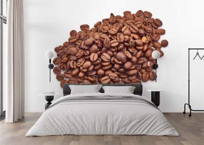 Roasted coffee beans, isolated on white background Wall mural