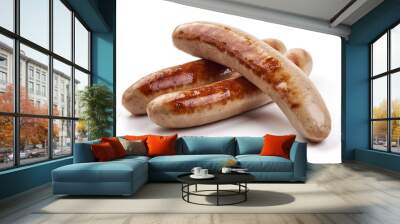 Roasted german sausages, isolated on white background. Wall mural