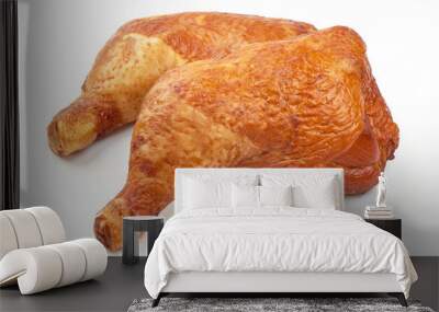 Smoked chicken legs, closeup, isolated on a white background Wall mural