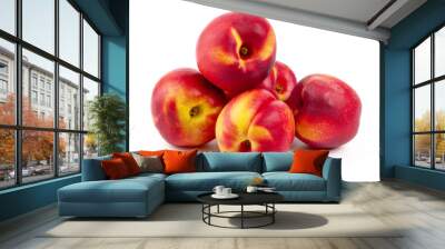 Sweet juicy apricots, ripe nectarines, isolated on white background. Wall mural