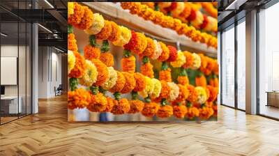 Isolated Marigold Flower Garland for Dia de los Muertos Decor Wall mural