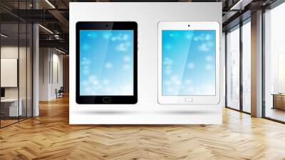 Tablet mock up set with Blue Technology screen. Vector illustration. Wall mural