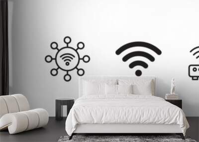 Set of vector Wi-Fi icon for communication, telecommunication. Communication wireless signal level WiFi. Clip art illustration. Wall mural