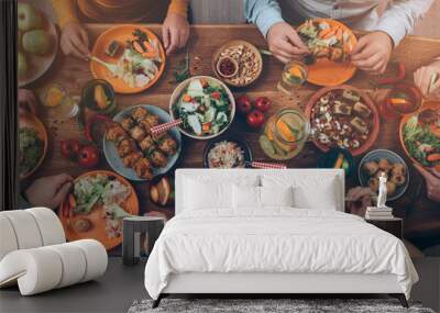 Enjoying dinner with friends.  Wall mural