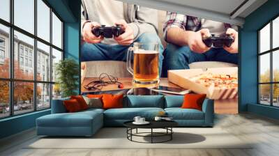 Playing video games.  Wall mural